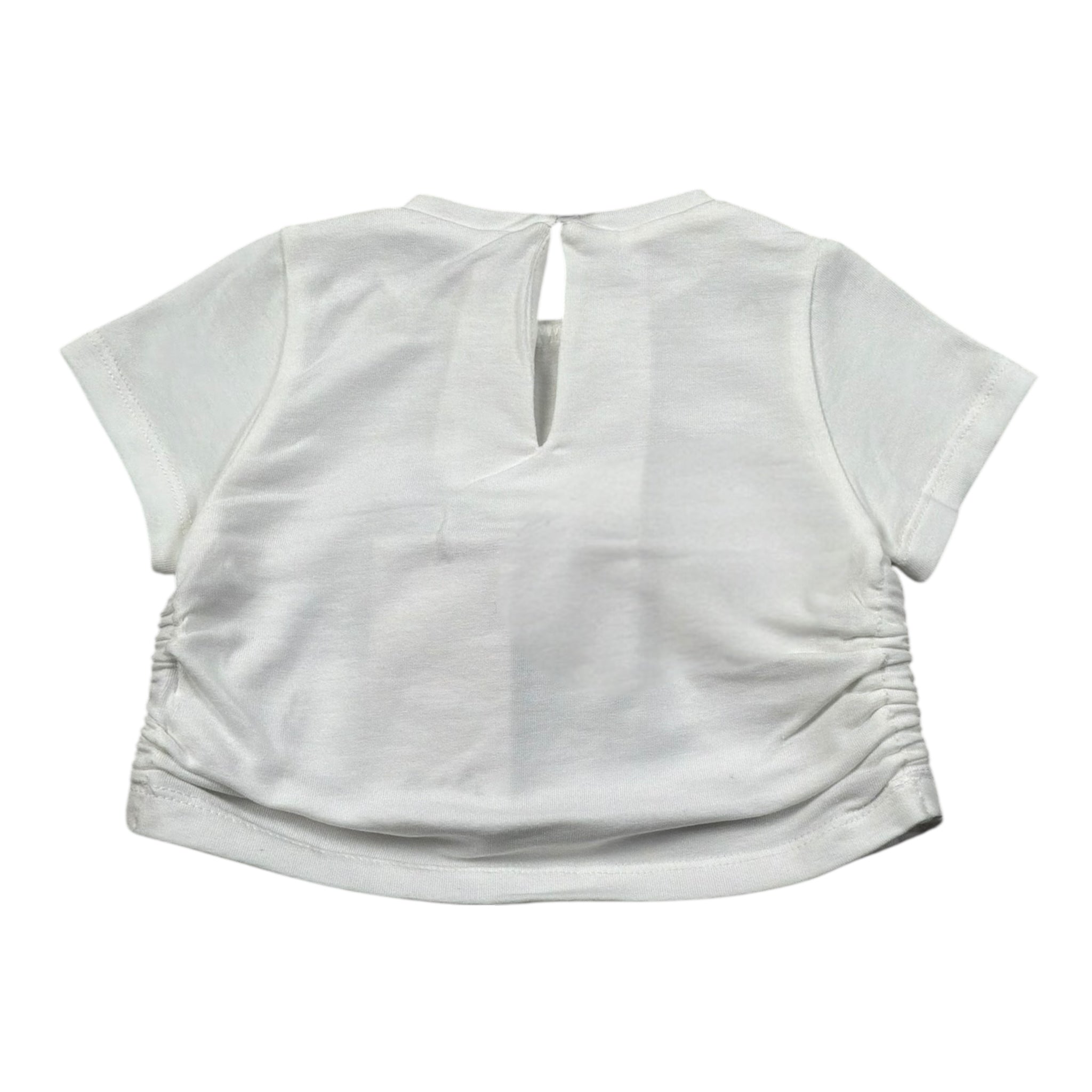 M+E' T-Shirt Girocollo Tinta Unita con Stampa per Neonata UE1858N BIANCO M+E' 