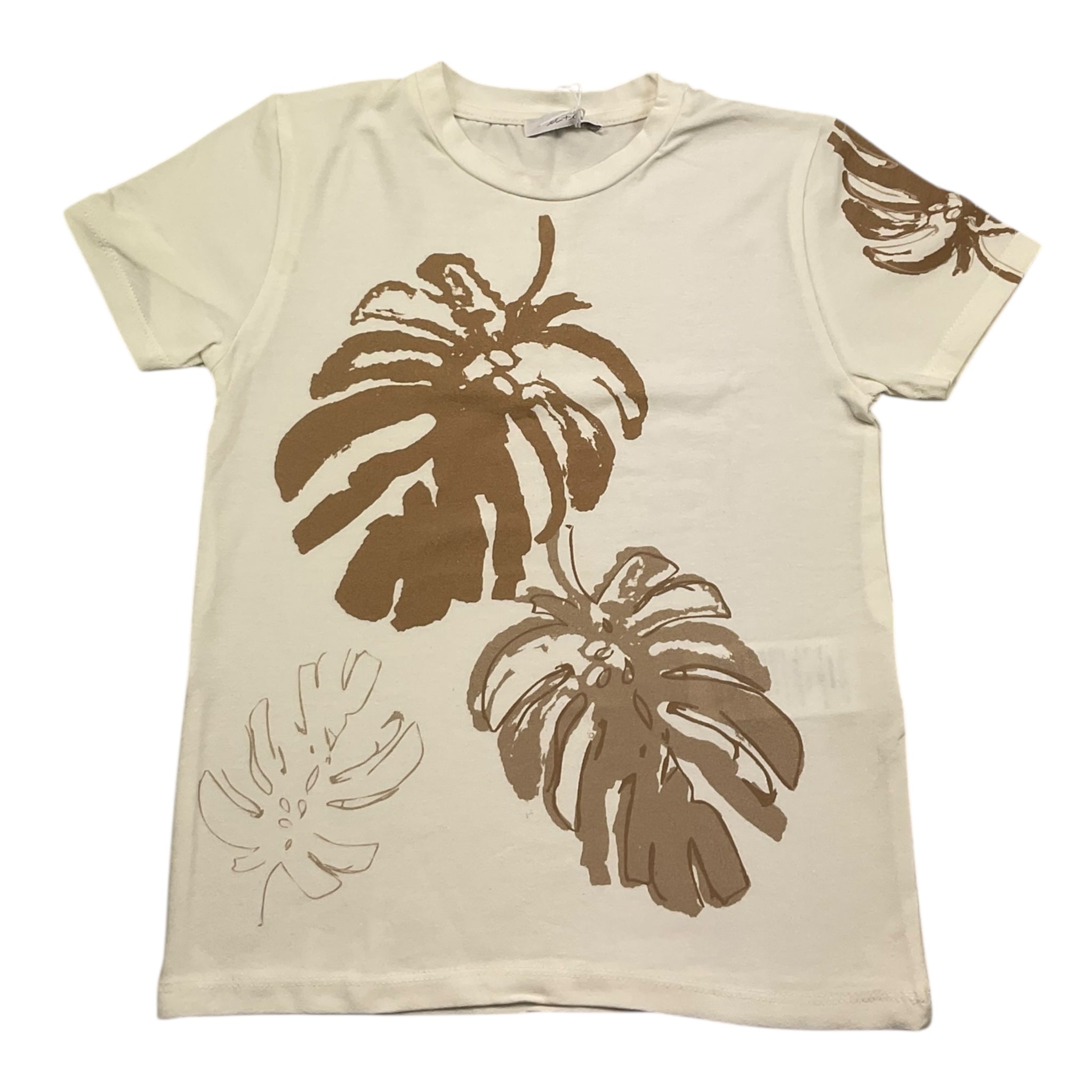 M+E' T-Shirt Girocollo Tinta Unita con Stampe per Neonato UEM0484 PANNA M+E' 