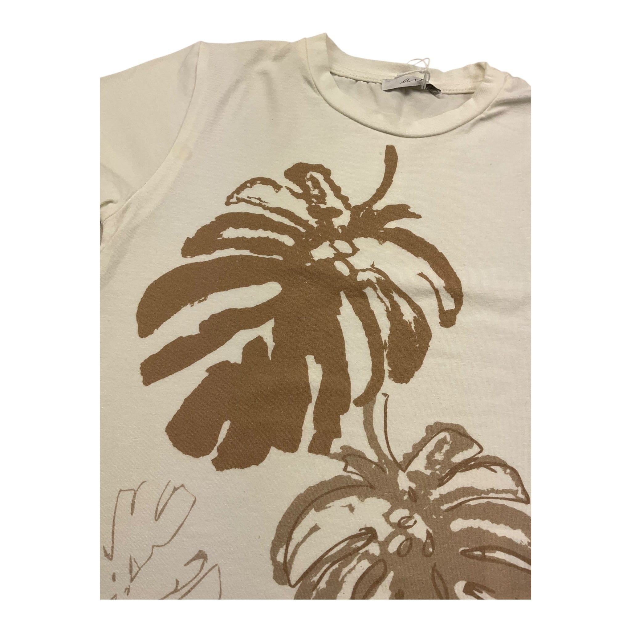 M+E' T-Shirt Girocollo Tinta Unita con Stampe per Neonato UEM0484 PANNA M+E' 