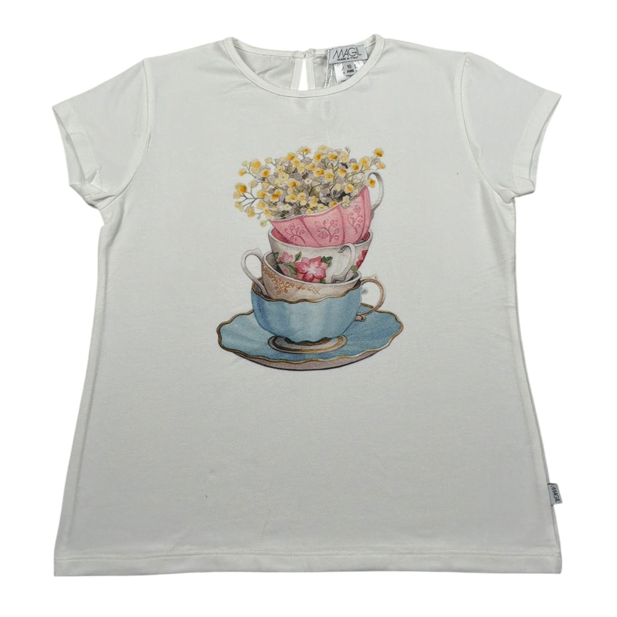 Magil T-Shirt Girocollo tinta unita con Stampa Panna per Neonata FN26070N PANNA MAGIL 