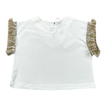 Magil T-Shirt Tinta Unita con Frange per Bambina FN26165J BIANCO MAGIL 