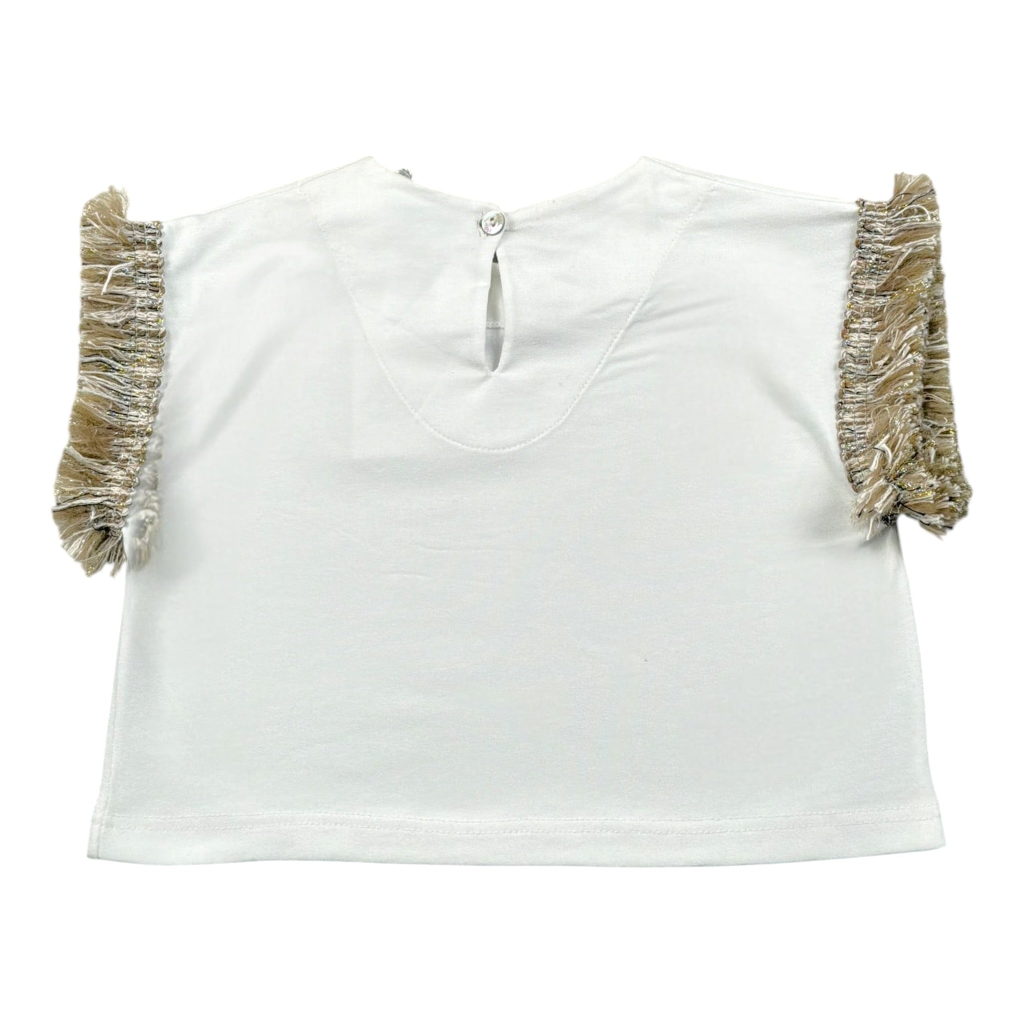 Magil T-Shirt Tinta Unita con Frange per Bambina FN26165J BIANCO MAGIL 
