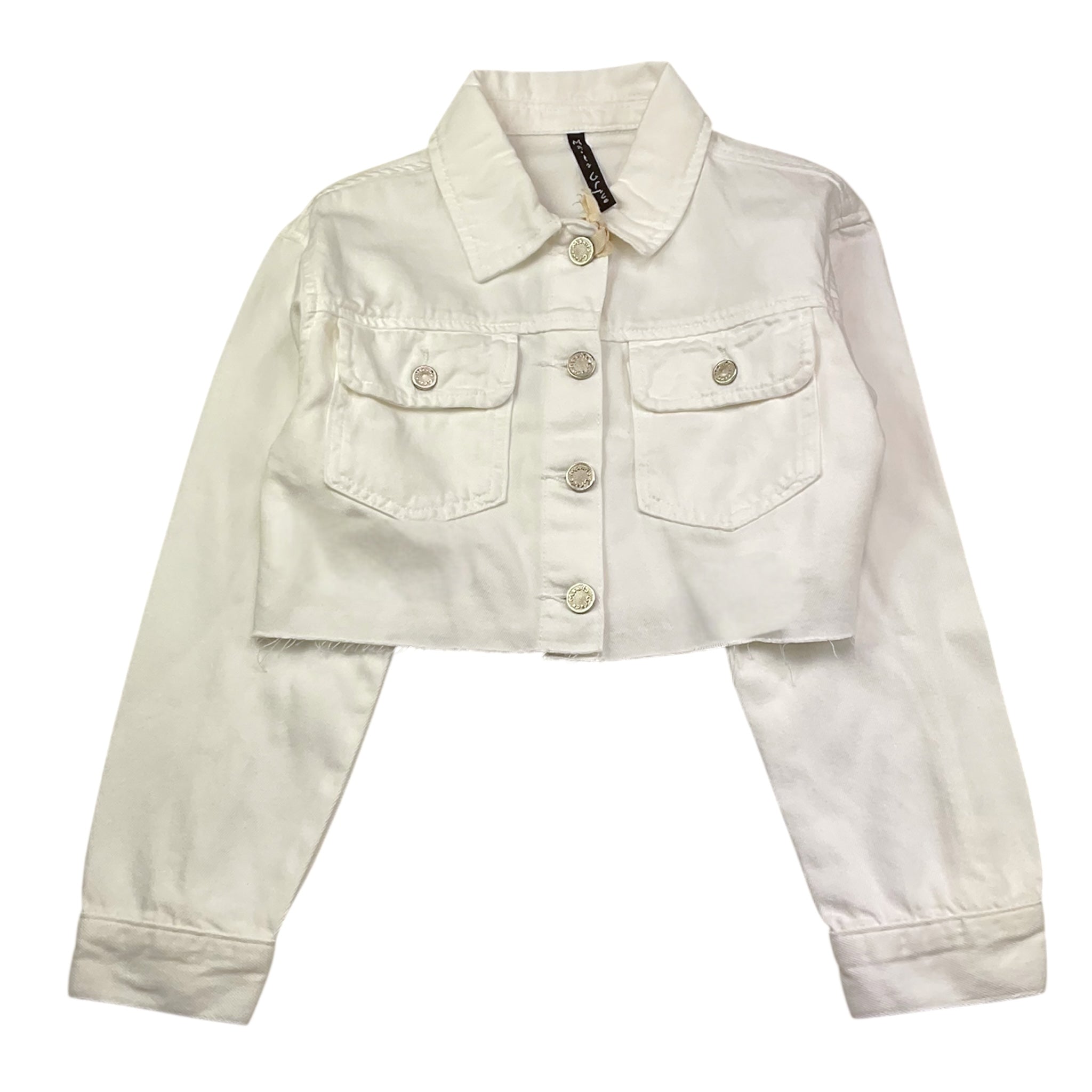 Manila Grace Giubbino Tinta Unita In Denim per Bambina MG2051 BIANCO MANILA GRACE 