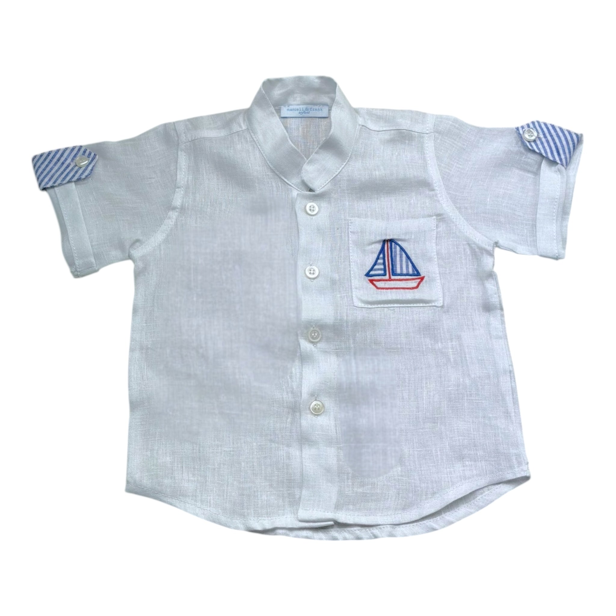 Manuel & Frank Camicia Mezza Manica Tinta Unita con Stampa per Neonato MF3255I BIANCO MANUEL & FRANK 