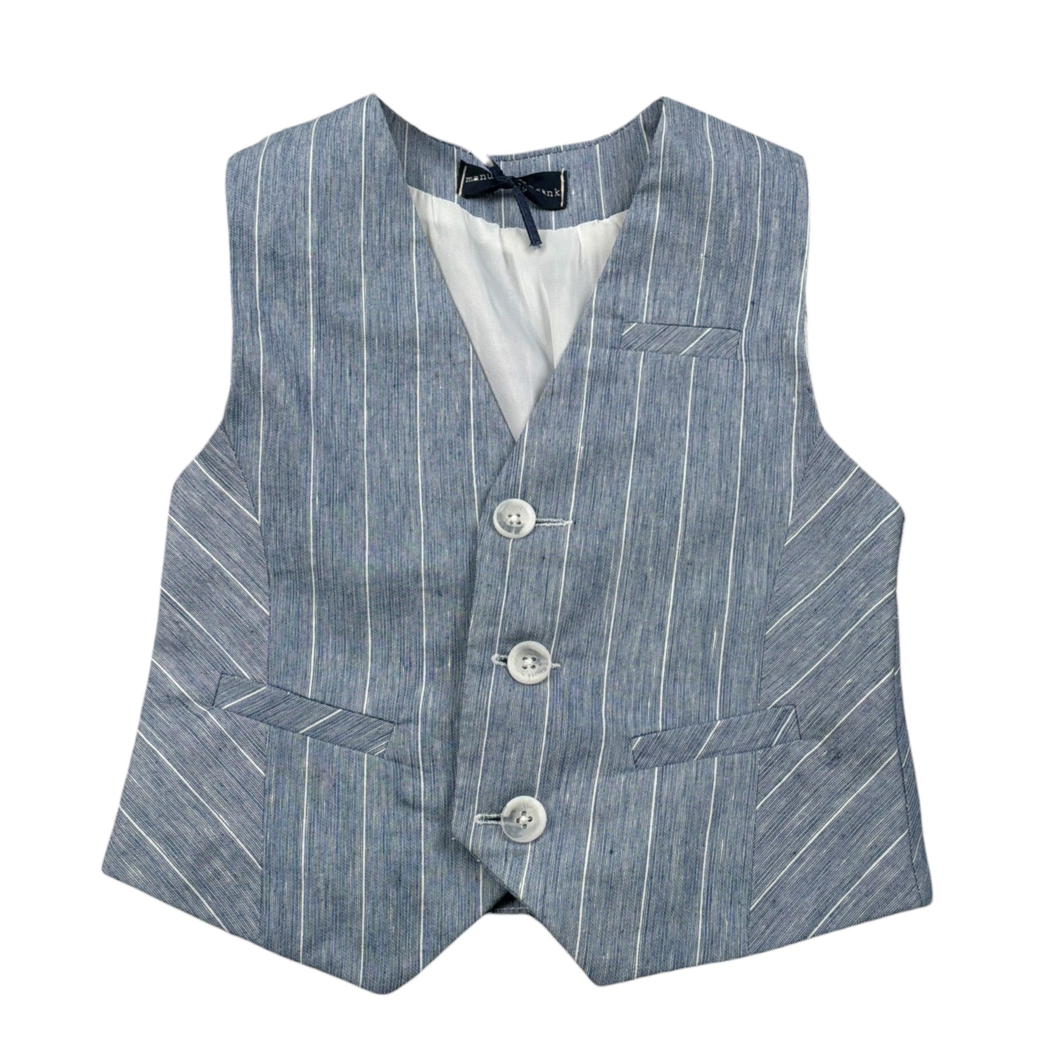 Manuel & Frank Gilet Tinta Unita con Fantasia per Bambino MF5193BX AZZURRO MANUEL & FRANK 