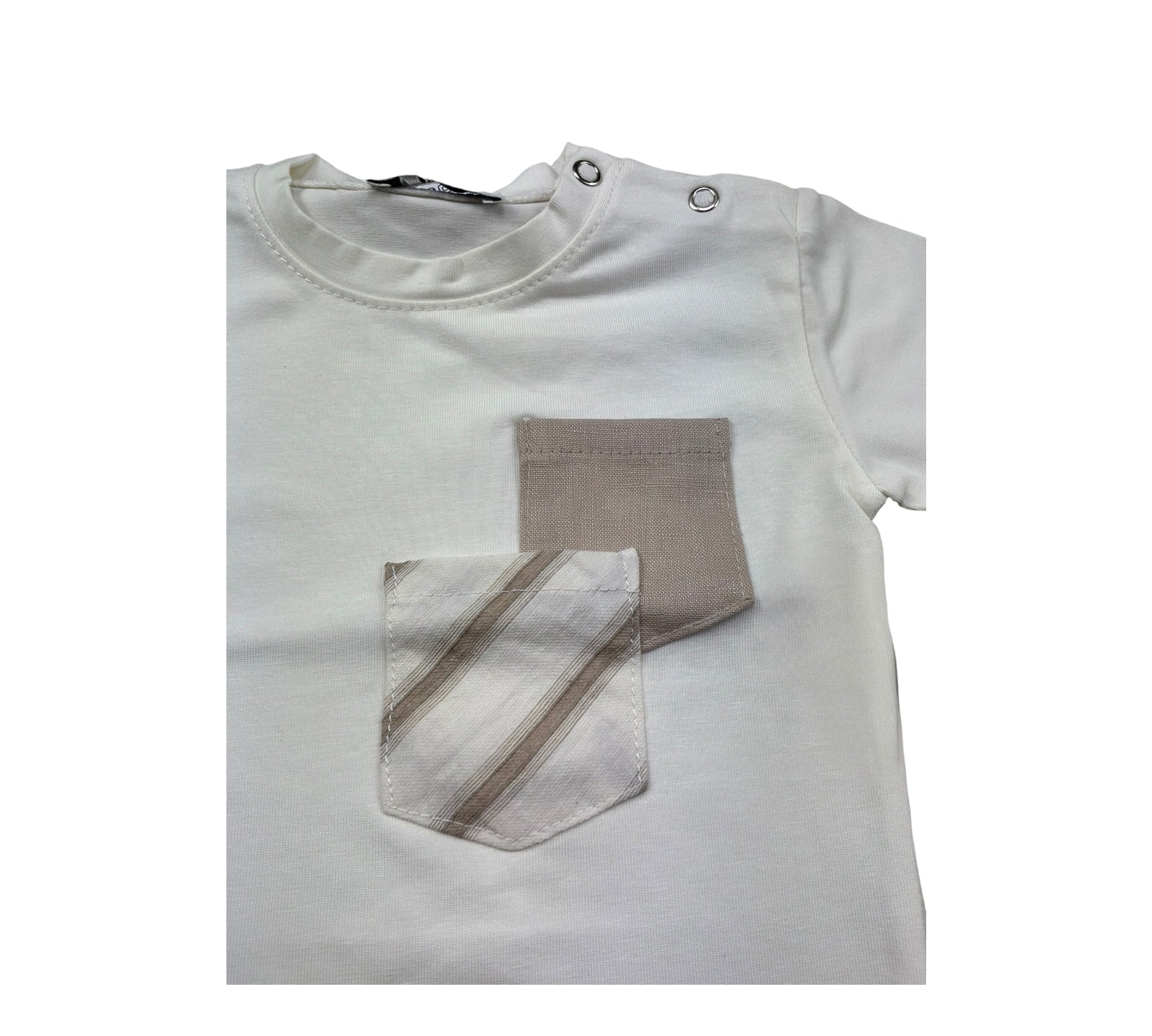 Manuel & Frank Body Mezza Manica Tinta Unita con Taschino per Neonato MF7346I BIANCO/BEIGE MANUEL & FRANK 