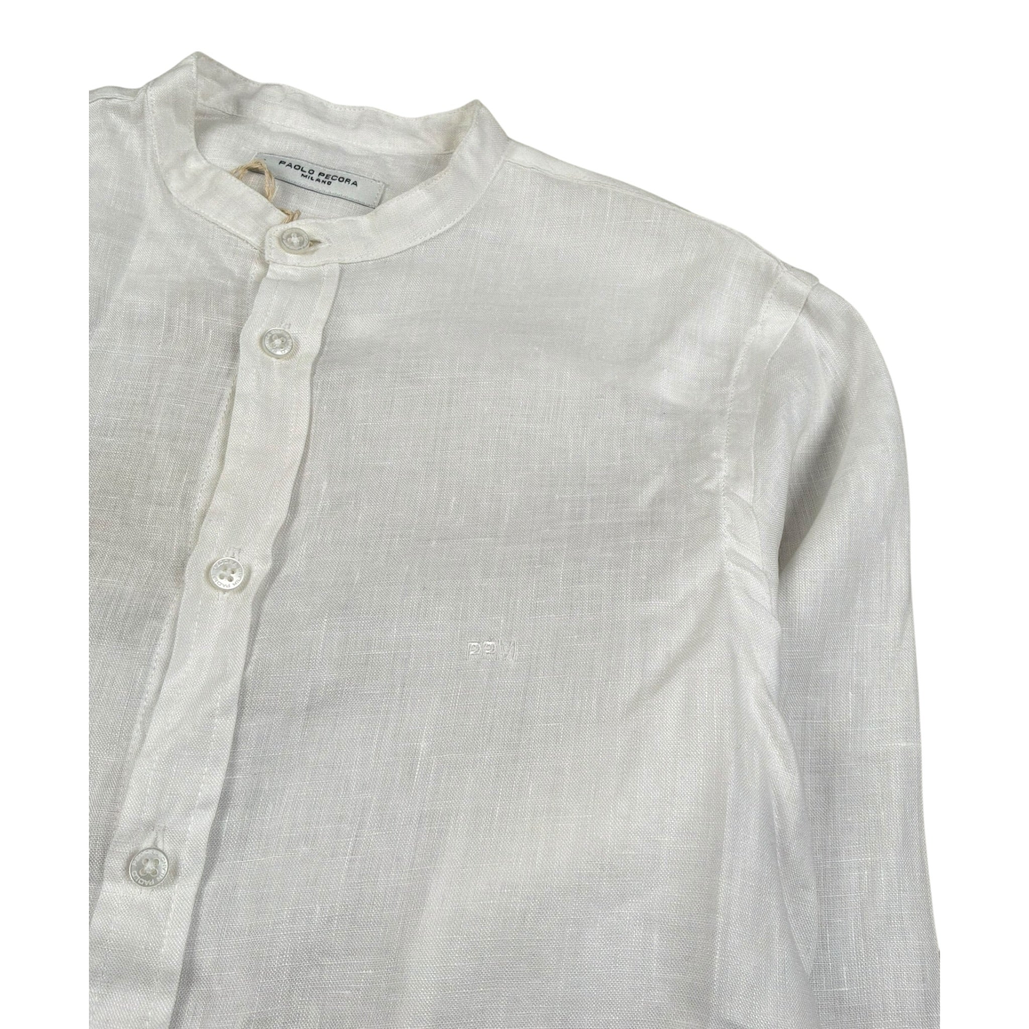 Manuel Ritz Camicia Manica Lunga Tinta Unita Collo Coreano per Bambino CMMR PANNA MANUEL RITZ 
