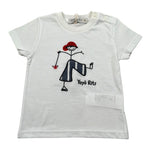 Manuel Ritz T-Shirt Girocollo Tinta Unita con Ricami per Bambino MR3086J BIANCO MANUEL RITZ 
