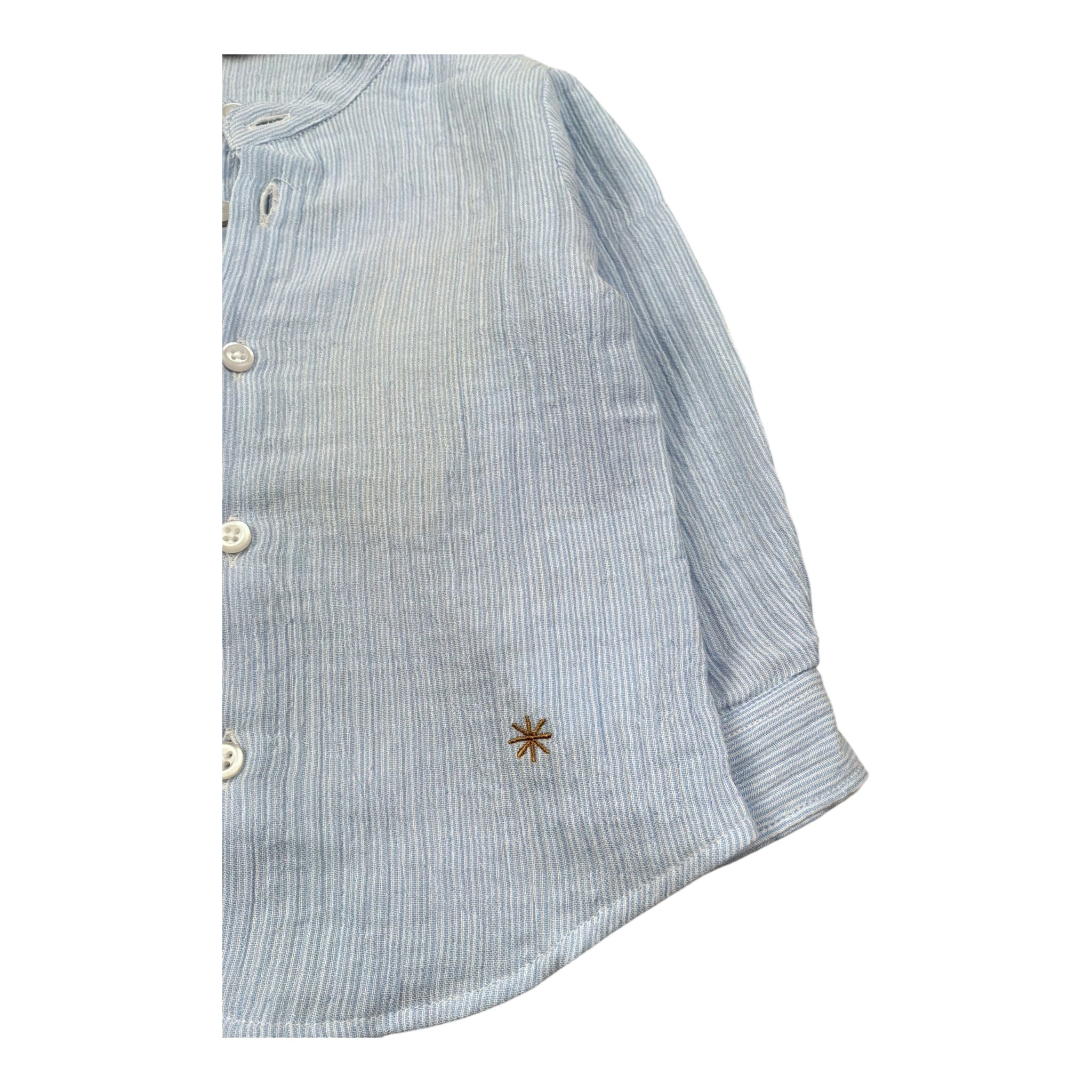 Manuel Ritz Camicia Manica Lunga Tinta Unita Collo Coreano per Neonato MR3101 AZZURRO MANUEL RITZ 