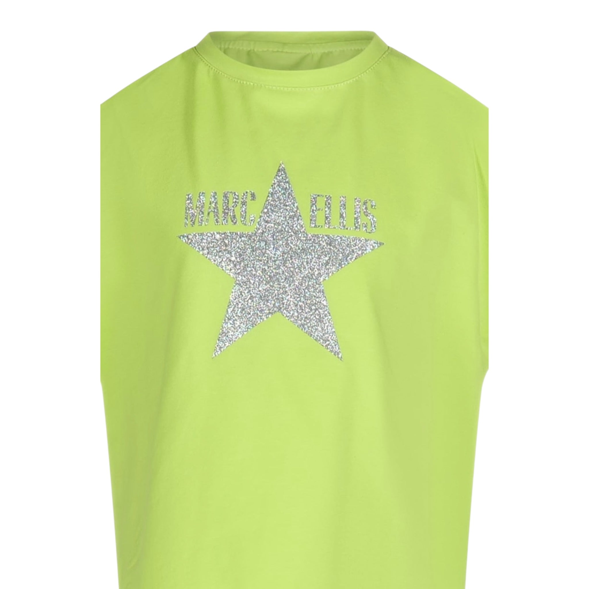 Marc Ellis T-Shirt Girocollo Tinta Unita con Brillantini per Bambina JMJTS16519 VERDE MARC ELLIS 