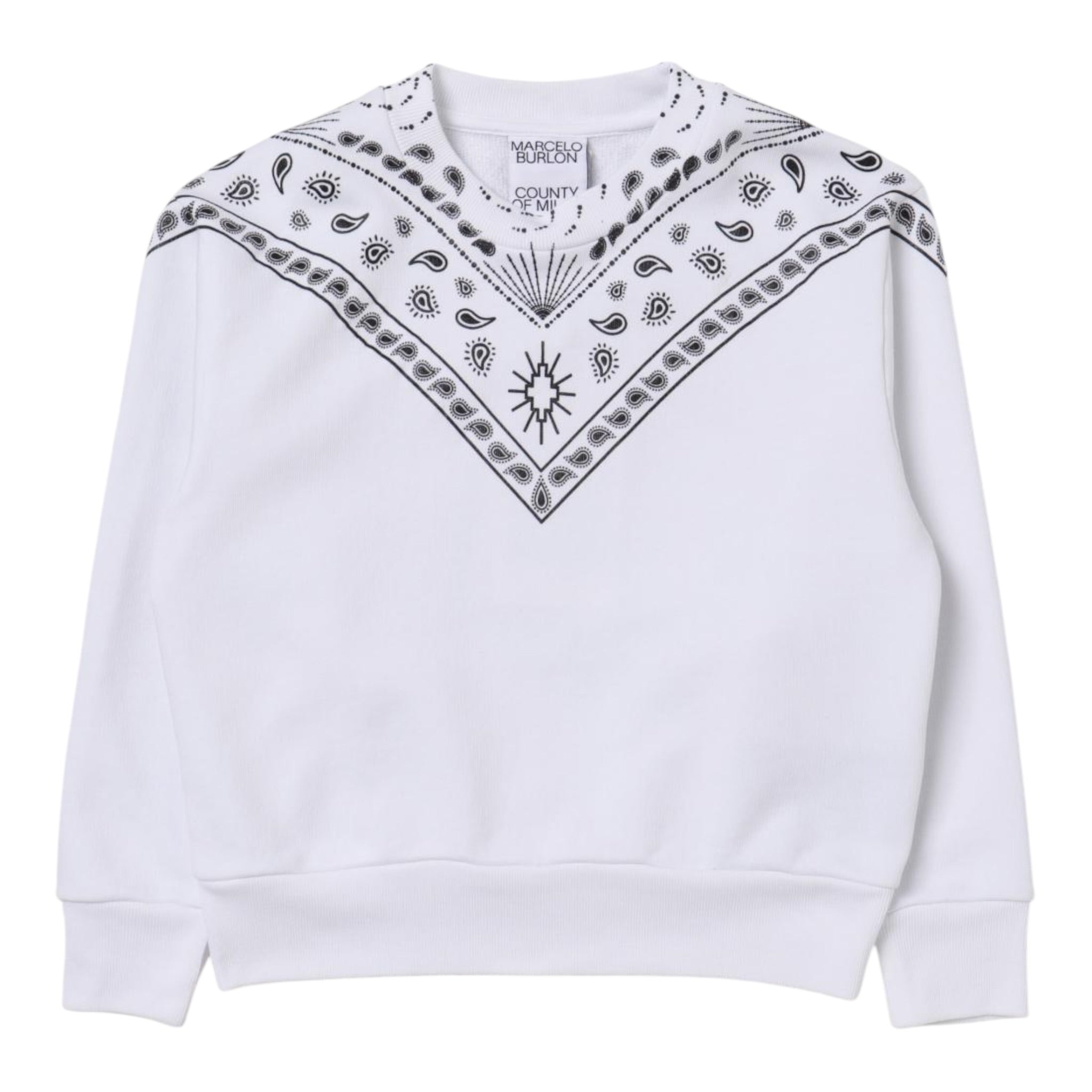Marcelo Burlon Felpa Chiusa Girocollo tinta unita con Stampa Bianco per Bambino CBBA001F3FLE00 BIANCO MARCELO BURLON 
