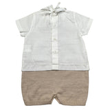 Marlu' Pagliaccetto Mezza Manica Bicolore per Neonato EB5223 BIANCO/BEIGE MARLU' 