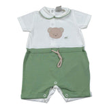 Marlu' Pagliaccetto Bicolore Mezza Manica per Neonato EB6213 BIANCO/VERDE MARLU' 