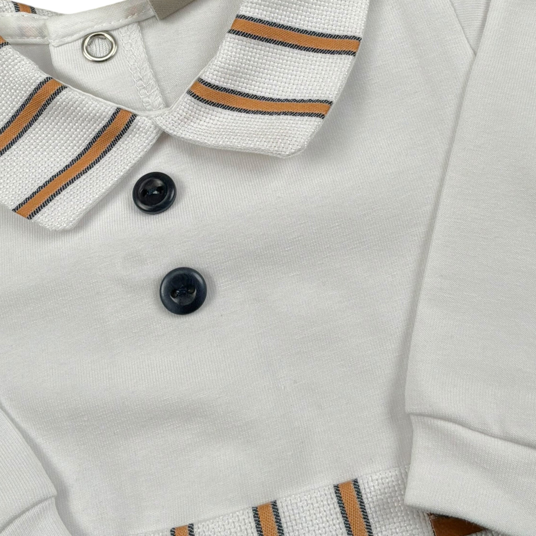 Marlu' Tutina Tinta Unita con Fantasia A Righe per Neonato ES5514 BIANCO MARLU' 