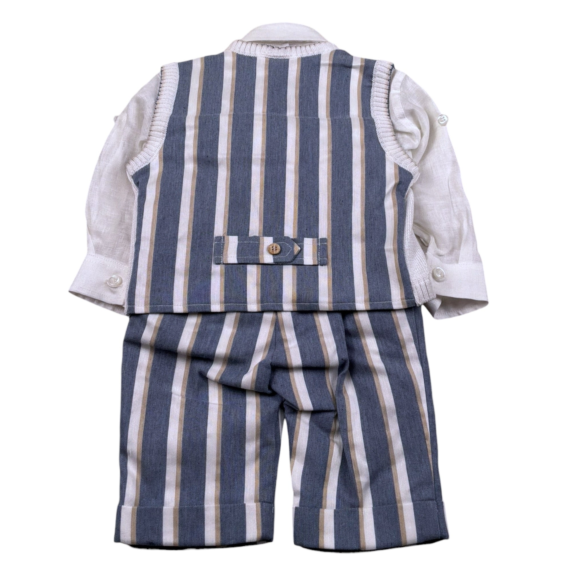 Marlu' Completo 2 Pezzi Gilet-Camicia-Pantalone per Neonato ET21160 PANNA MARLU' 
