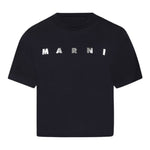 Marni T-Shirt Girocollo Tinta Unita con Stampa per Bambina M01317X BLU MARNI 