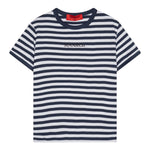 Max Mara T-Shirt Girocollo Fantasia A Righe con Logo per Bambina MX0162 BIANCO/BLU MAX MARA 