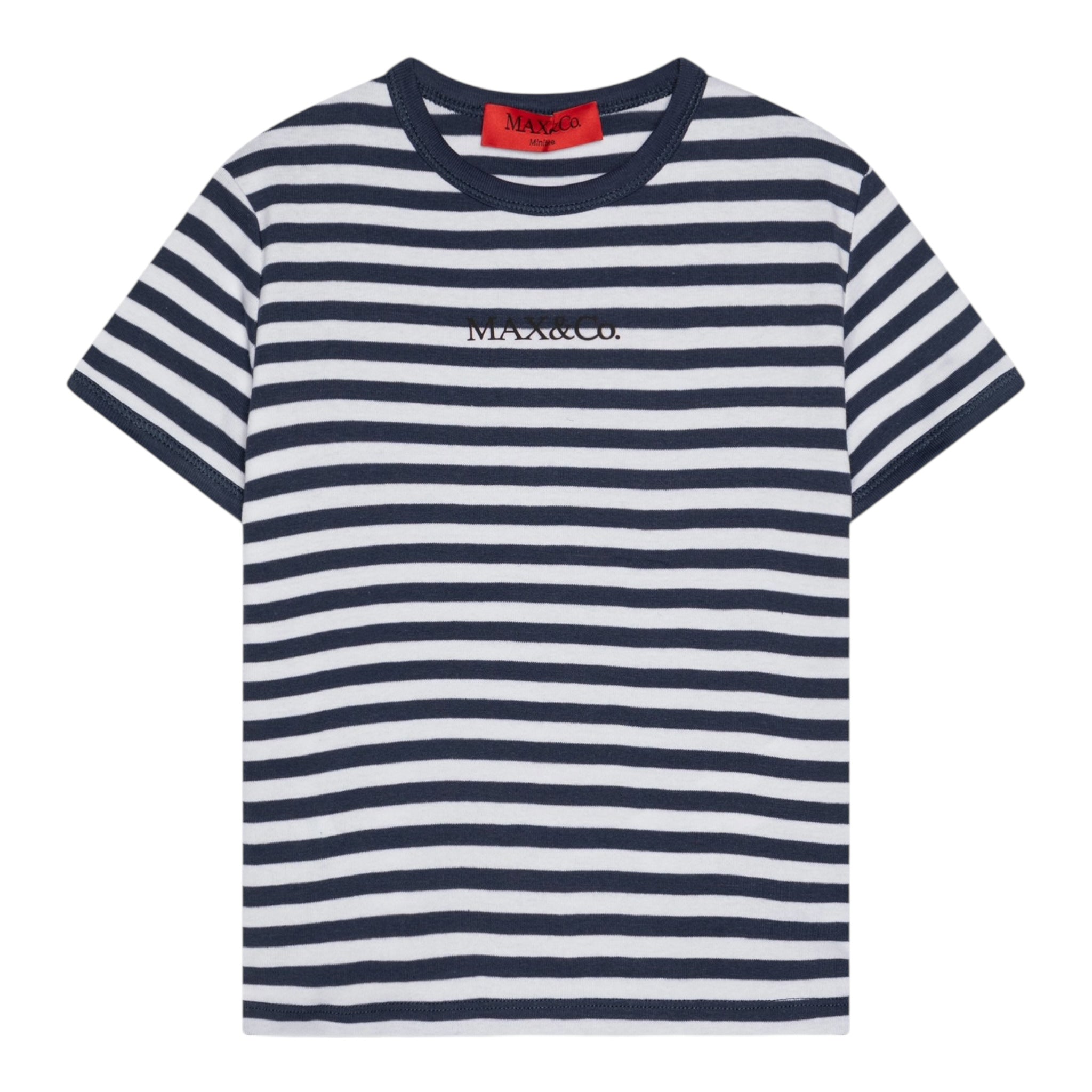 Max Mara T-Shirt Girocollo Fantasia A Righe con Logo per Bambina MX0162 BIANCO/BLU MAX MARA 