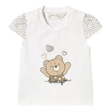 Mayoral T-Shirt Girocollo tinta unita con Stampa Orso Bianco per Neonata 1070X BIANCO MAYORAL 