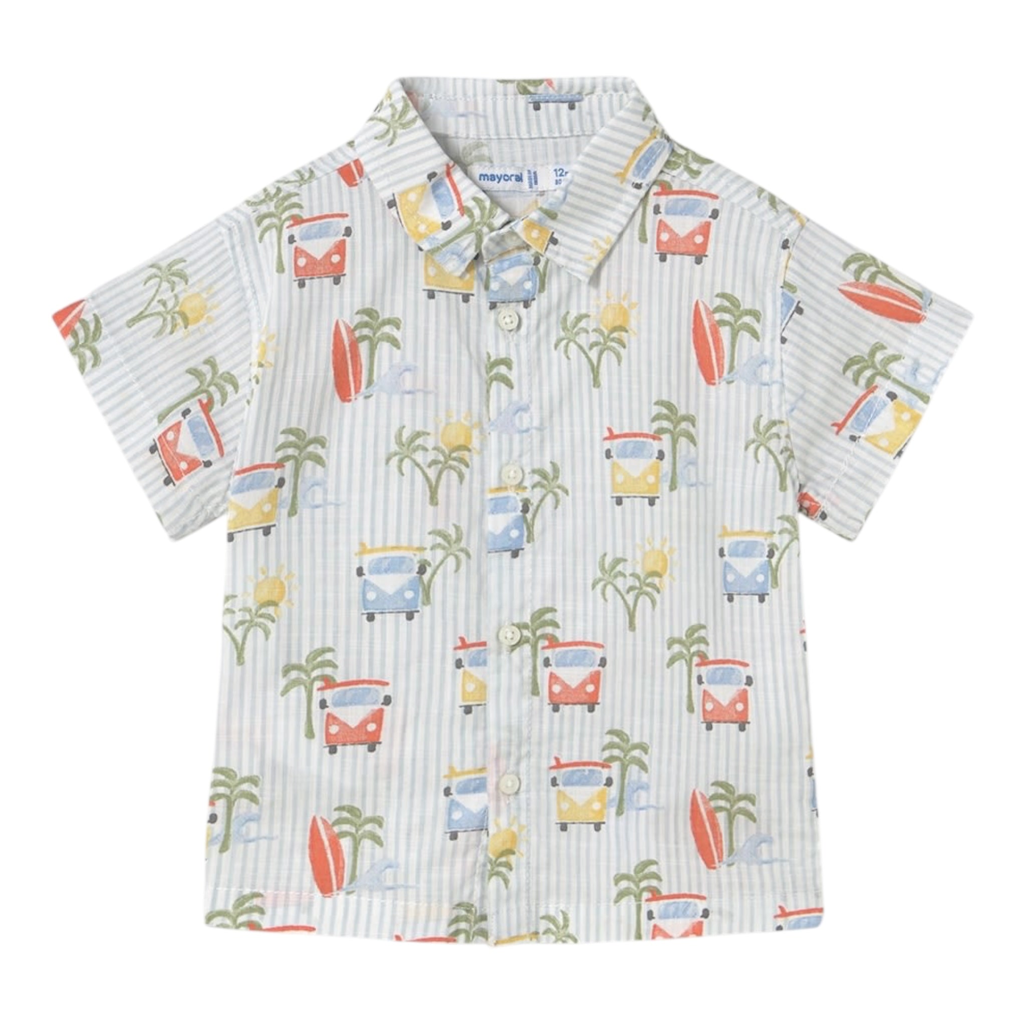 Mayoral Camicia Mezza Manica Fantasia A Righe per Neonato 1112 BIANCO MAYORAL 