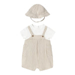 Mayoral Set Pagliaccetto Bicolore con Fantasia A Righe-Cappello per Neonato 1602 BIANCO/BEIGE MAYORAL 