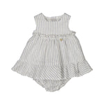 Mayoral Abito Tinta Unita Set con Coulotte Fantasia A Righe per Neonata 1844 BIANCO/BLU MAYORAL 