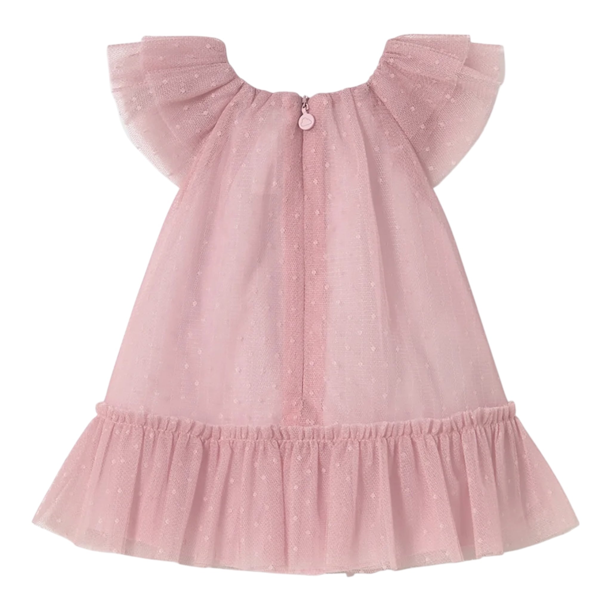 Mayoral Abito Giromanica Tinta Unita con Tulle per Neonata 1850X ROSA MAYORAL 