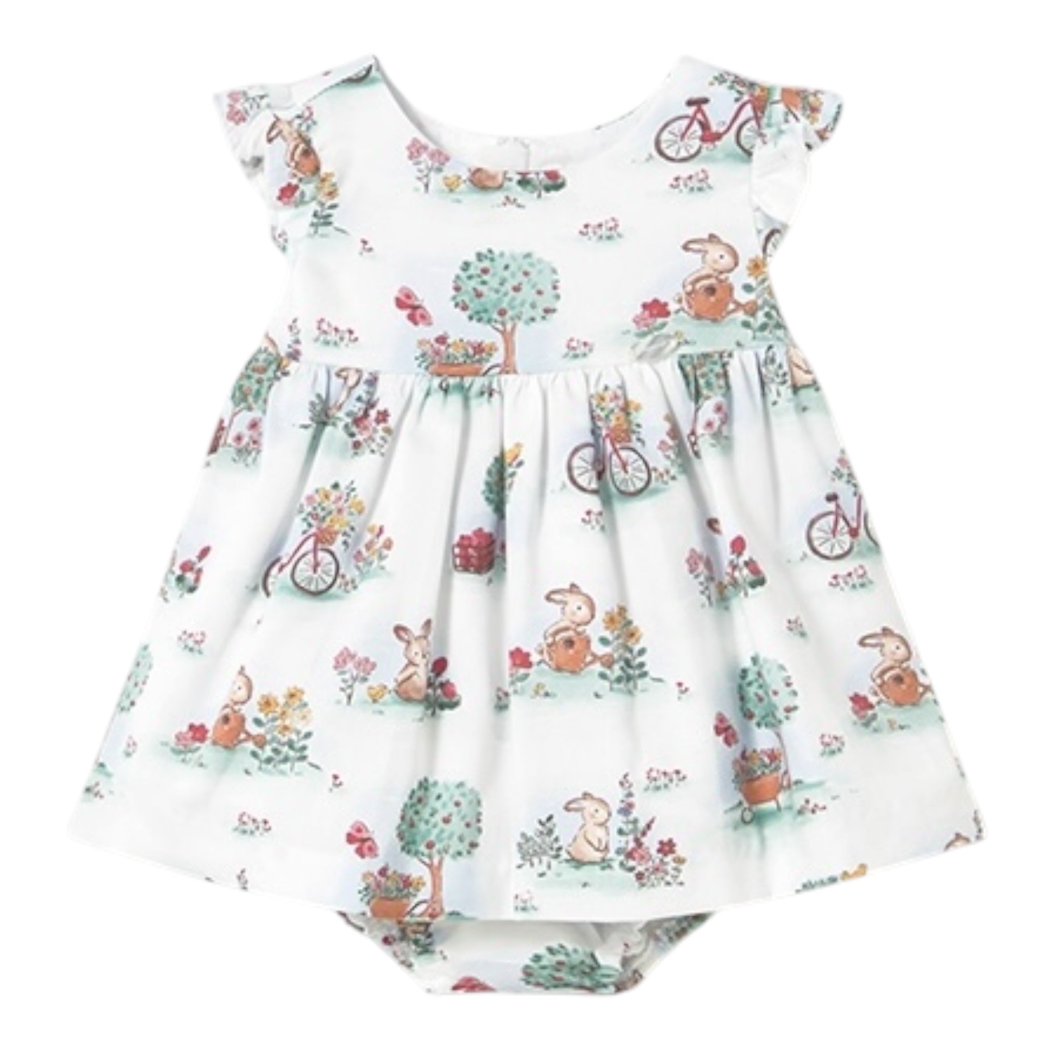 Mayoral Set Abito Mezza Manica Tinta Unita con Culotte per Neonata 1869 BIANCO MAYORAL 