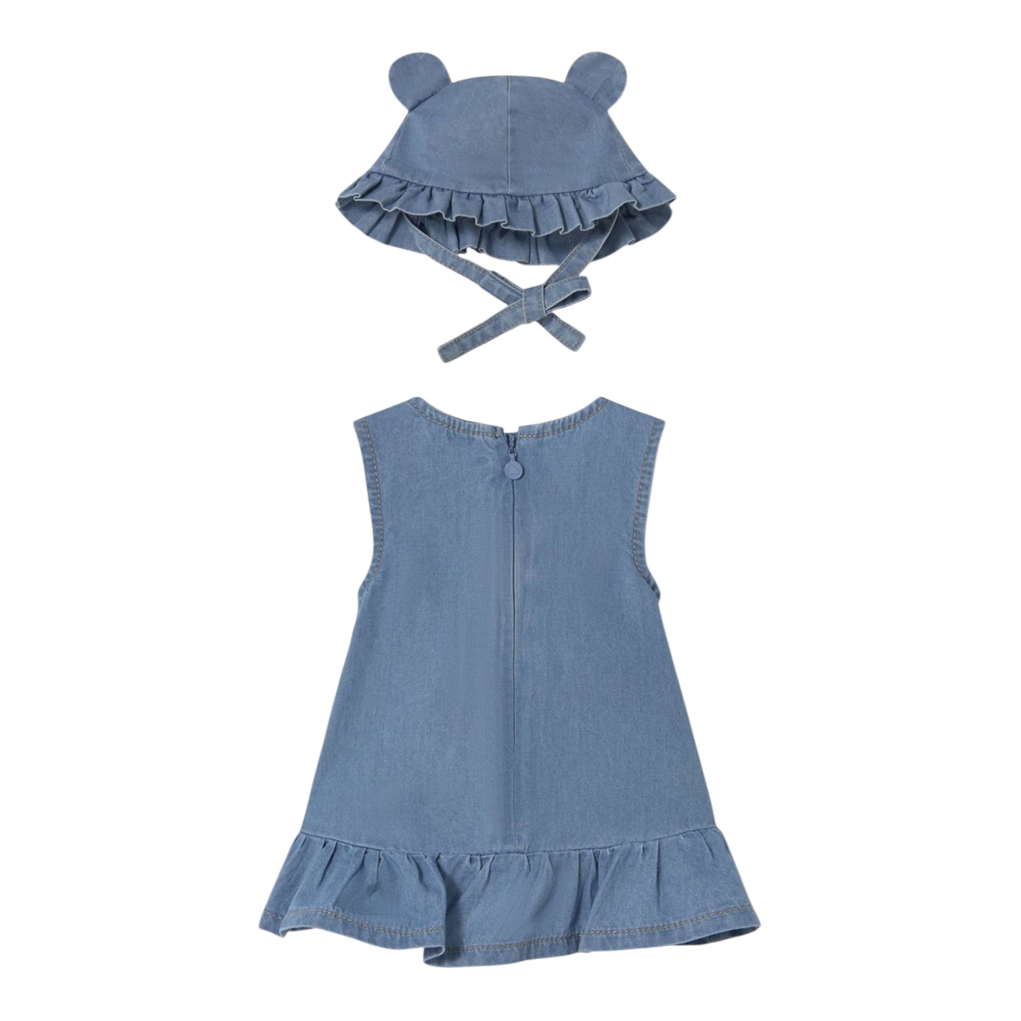Mayoral Set Abito In Denim-Cappello Blu per Neonata 1871X BLU MAYORAL 