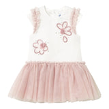 Mayoral Abito Giromanica Tinta Unita Bicolore con Gonna In Tulle per Neonata 1904 BIANCO/ROSA MAYORAL 