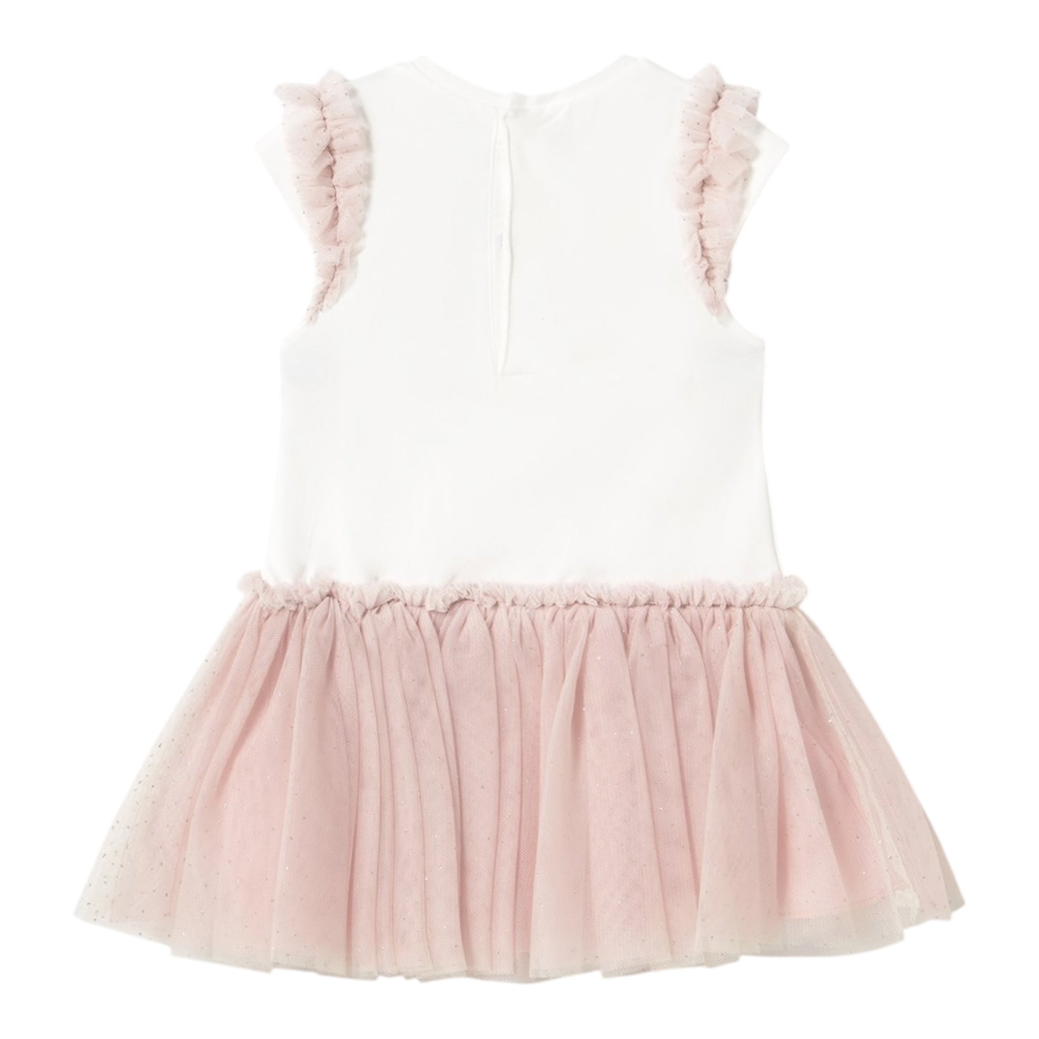 Mayoral Abito Giromanica Tinta Unita Bicolore con Gonna In Tulle per Neonata 1904 BIANCO/ROSA MAYORAL 