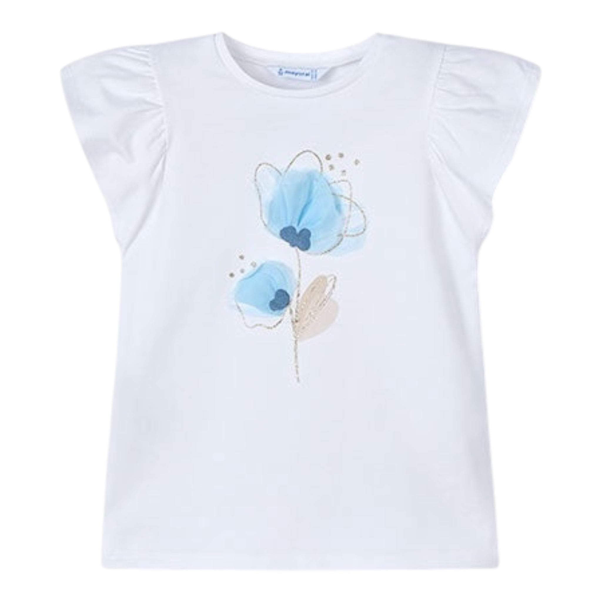 Mayoral T-Shirt Tinta Unita con Stampa per Bambina 3002 BIANCO MAYORAL 