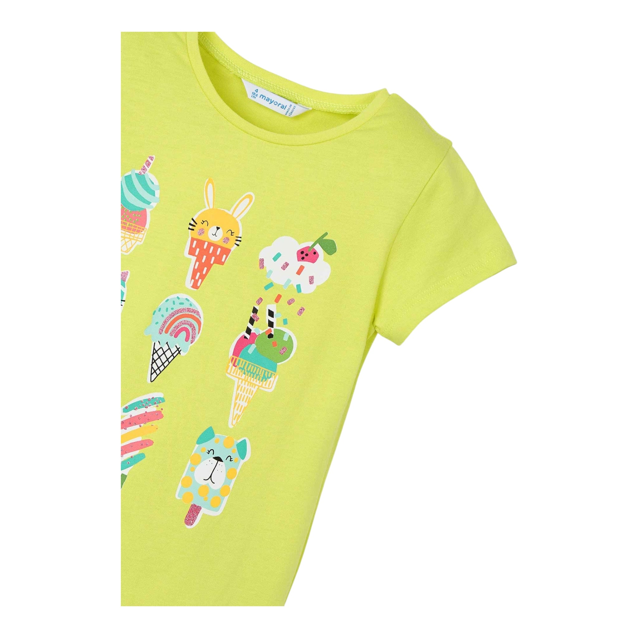 Mayoral T-Shirt Girocollo Tinta Unita con Stampa per Neonata 301432N VERDE MAYORAL 