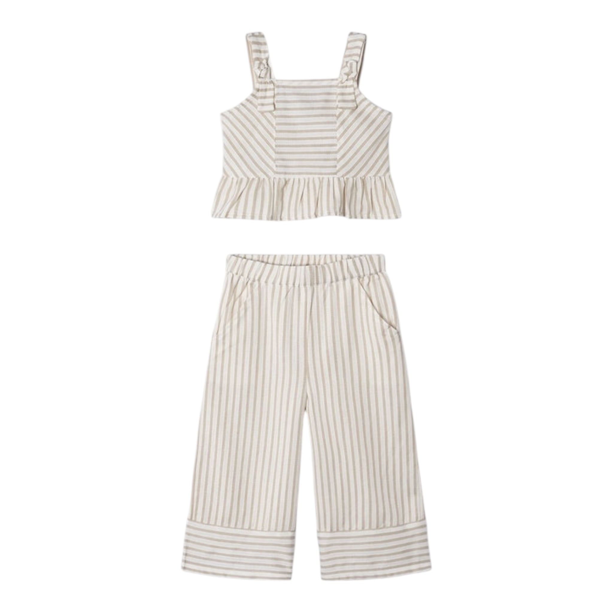 Mayoral Completo 2 Pezzi Top-Pantalone Palazzo per Bambina 3539 BIANCO/BEIGE MAYORAL 
