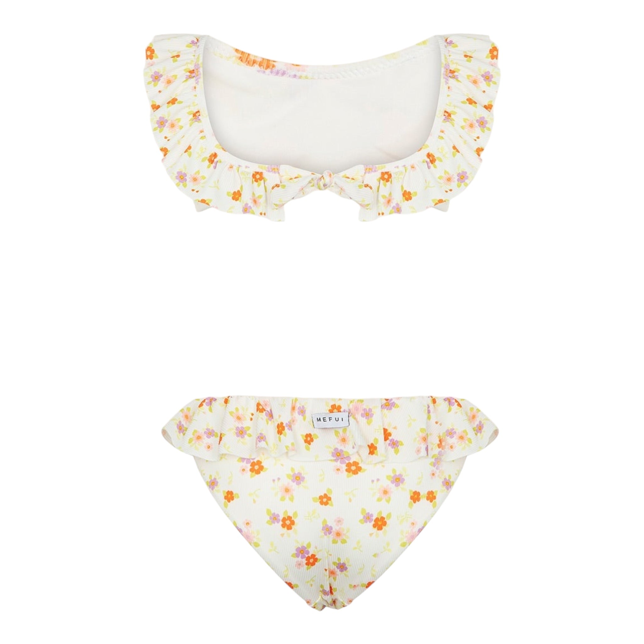 Mefui Costume 2 Pezzi Fascia-Slip Tinta Unita con Fantasia per Bambina MJ250201X08 PANNA MEFUI 