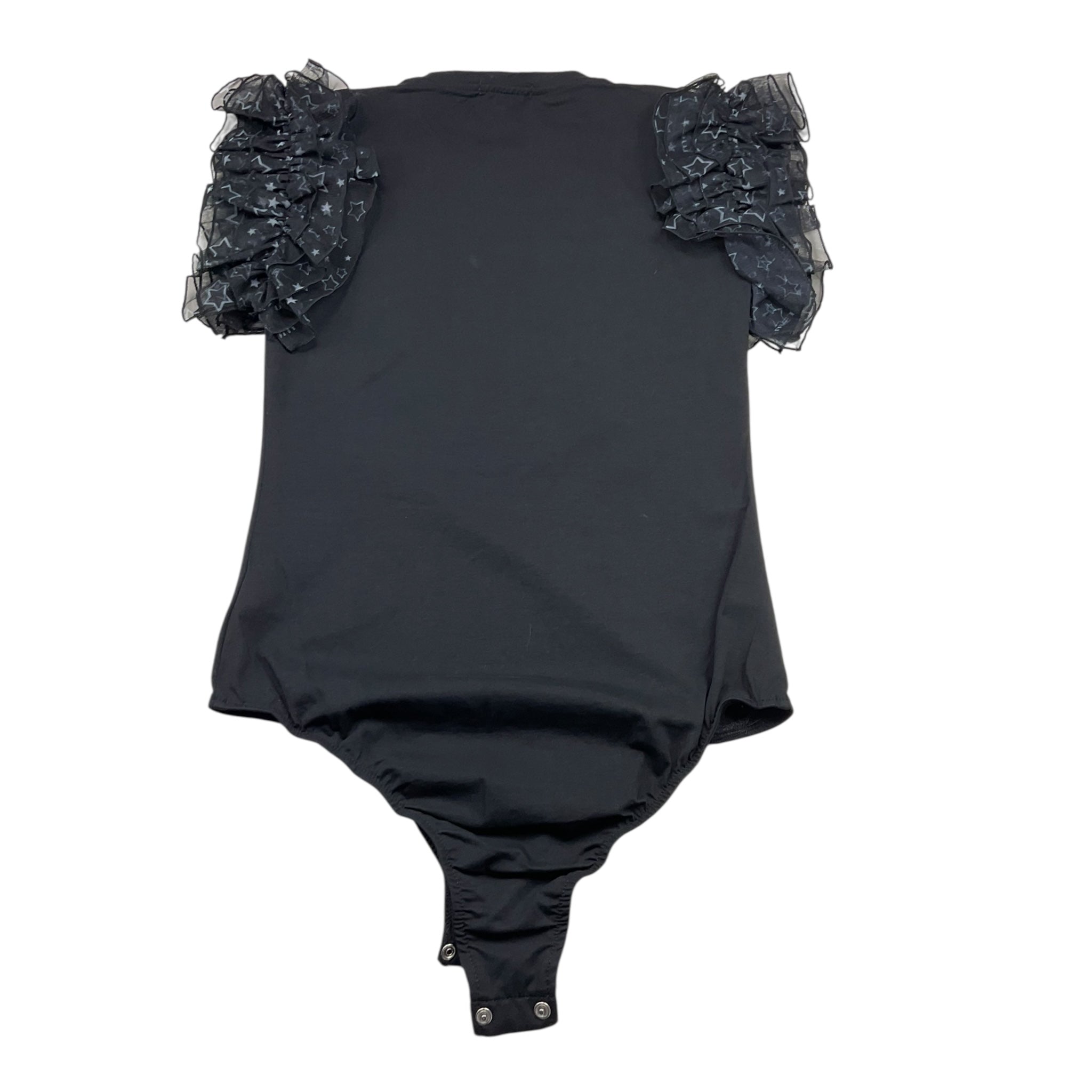 Met Body Tinta Unita Mezza Manica con Brillantini per Bambina ME322 NERO MET 