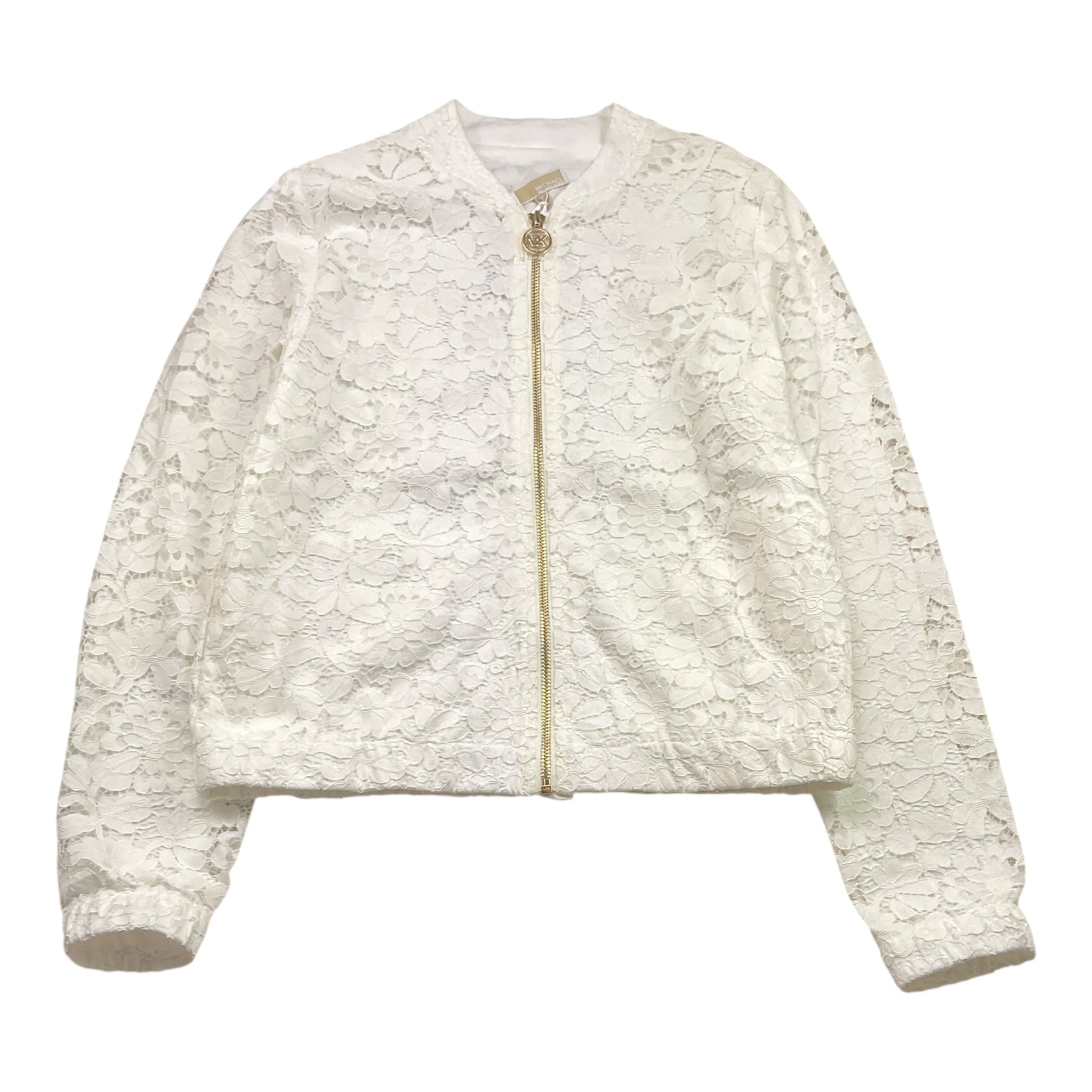 Michael Kors Felpa Tinta Unita con Ricami E Zip per Bambina R30142 BIANCO MICHAEL KORS 
