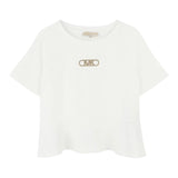 Michael Kors T-Shirt Girocollo Tinta Unita con Logo per Bambina R30321 BIANCO MICHAEL KORS 