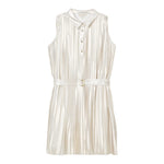 Michael Kors Abito Giromanica Tinta Unita con Bottoni per Bambina R30349 BEIGE MICHAEL KORS 