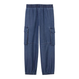 Michael Kors Pantalone Tinta Unita con Elastico In Vita per Bambina R30415 BLU MICHAEL KORS 
