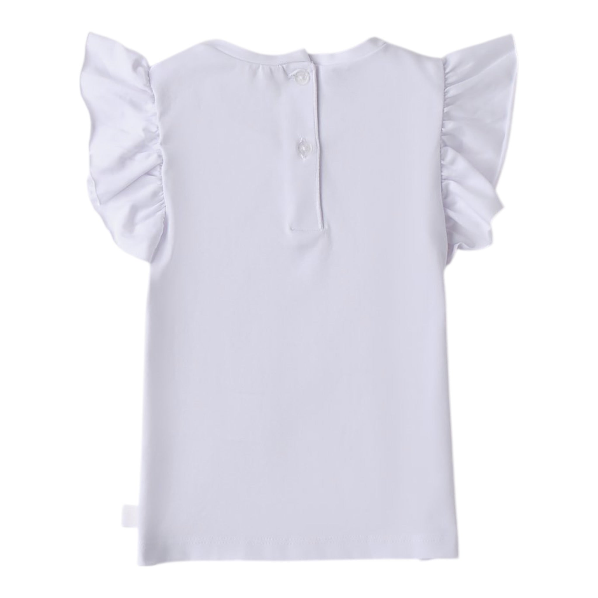 Mini Banda T-Shirt Girocollo Tinta Unita con Stampa per Neonata 0B318 BIANCO MINI BANDA 