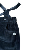 Mini Banda Pantalone Tinta Unita In Velluto con Bretelle per Neonato 3A636 BLU MINI BANDA 