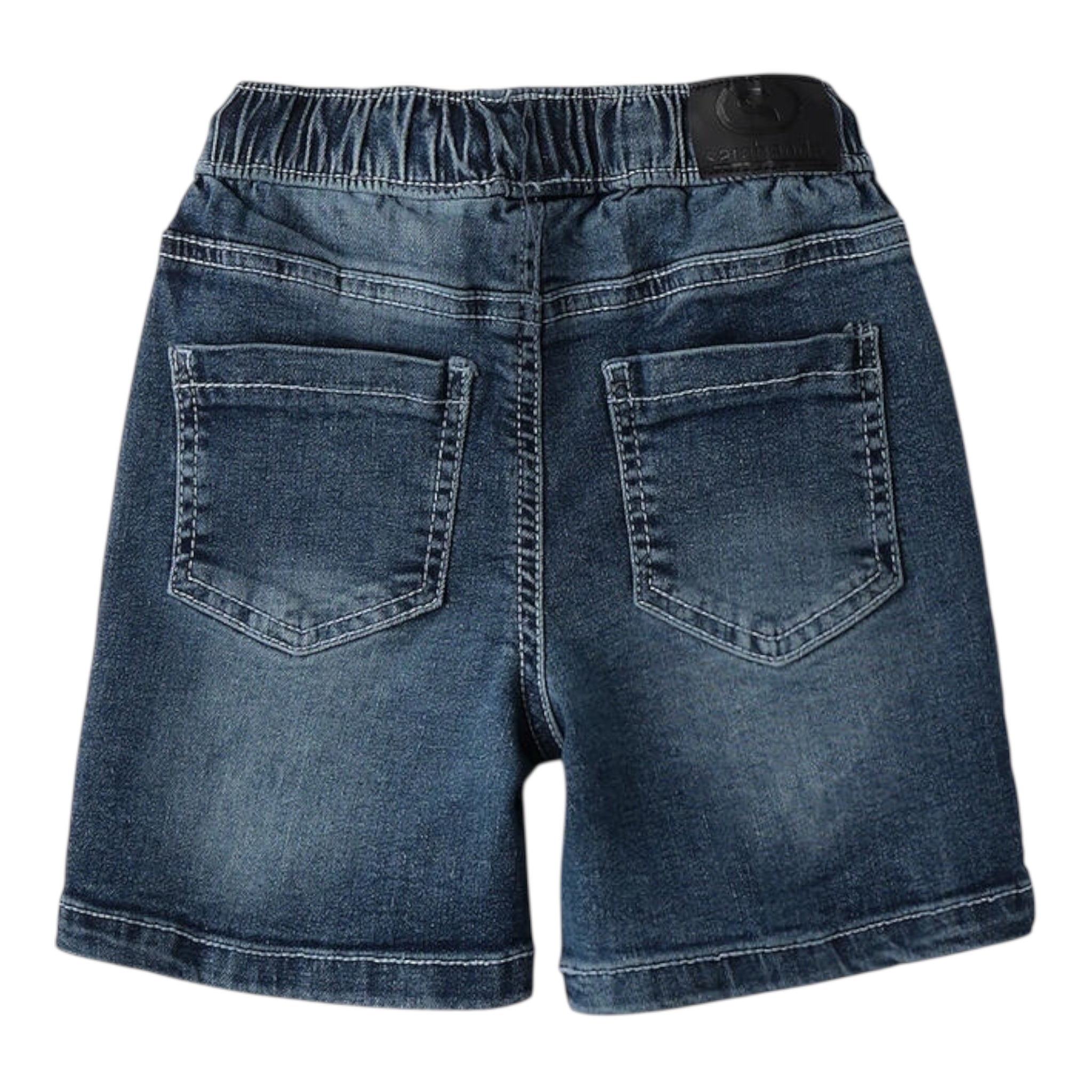 Minibanda Bermuda In Denim Tinta Unita con Elastico In Vita per Neonato 0B1530 BLU MINIBANDA 