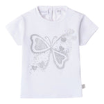 Minibanda T-Shirt Girocollo Tinta Unita con Brillantini per Neonata 0B313 BIANCO MINIBANDA 