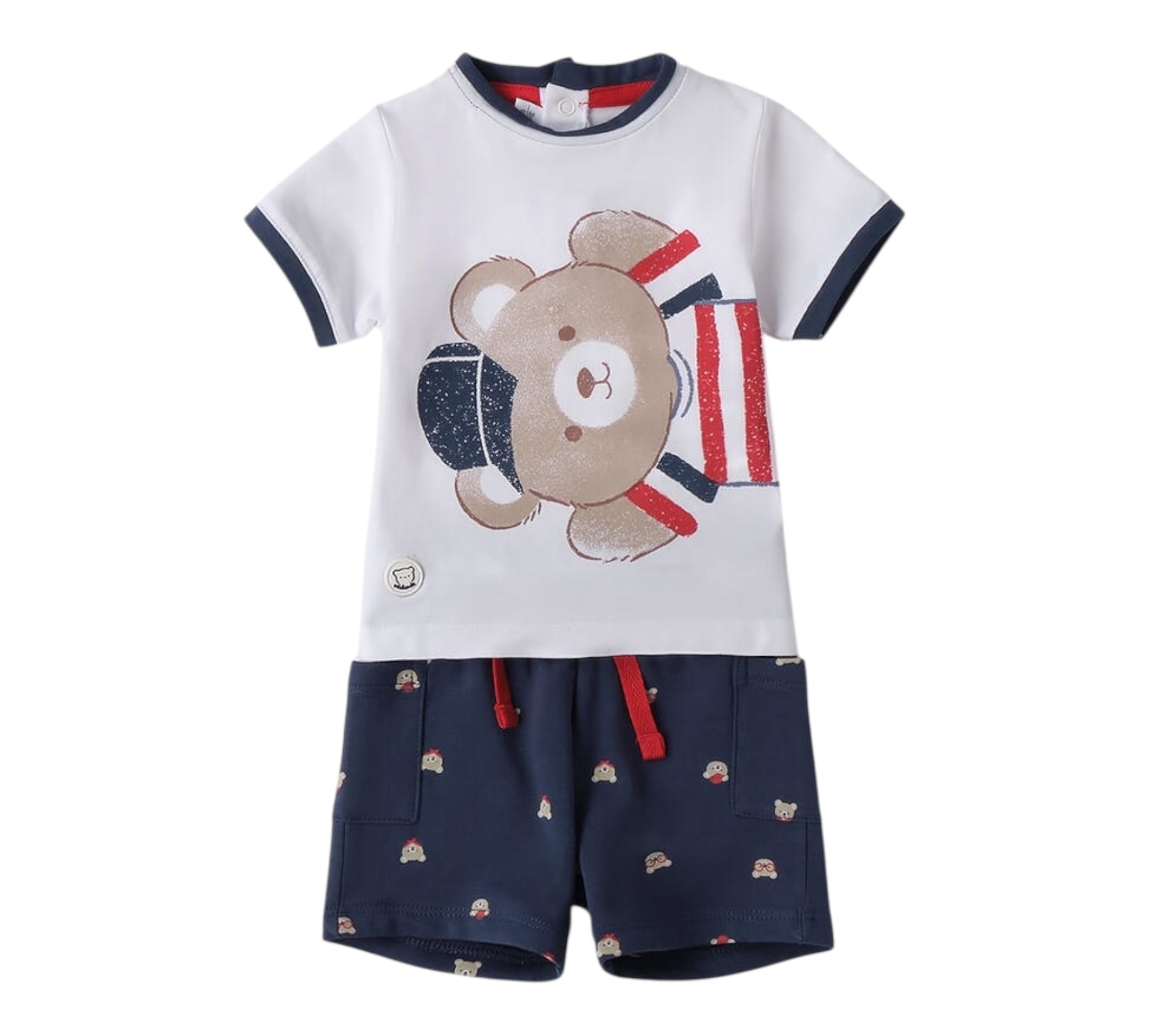 Minibanda Completo 2 Pezzi T-Shirt-Bermuda per Neonato 3B634 BIANCO/BLU MINIBANDA 