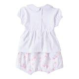 Minibanda Completo 2 Pezzi Short-T-Shirt Tinta Unita con Stampa Farfalle per Neonata 3B760 BIANCO MINIBANDA 