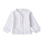 Minibanda Cardigan Tinta Unita con Bottoni Fiori per Neonata 3B762 BIANCO MINIBANDA 