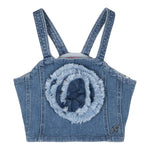 Miss Blumarine Top Tinta Unita In Denim per Bambina IA4045 AZZURRO MISS BLUMARINE 