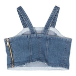 Miss Blumarine Top Tinta Unita In Denim per Bambina IA4045 AZZURRO MISS BLUMARINE 