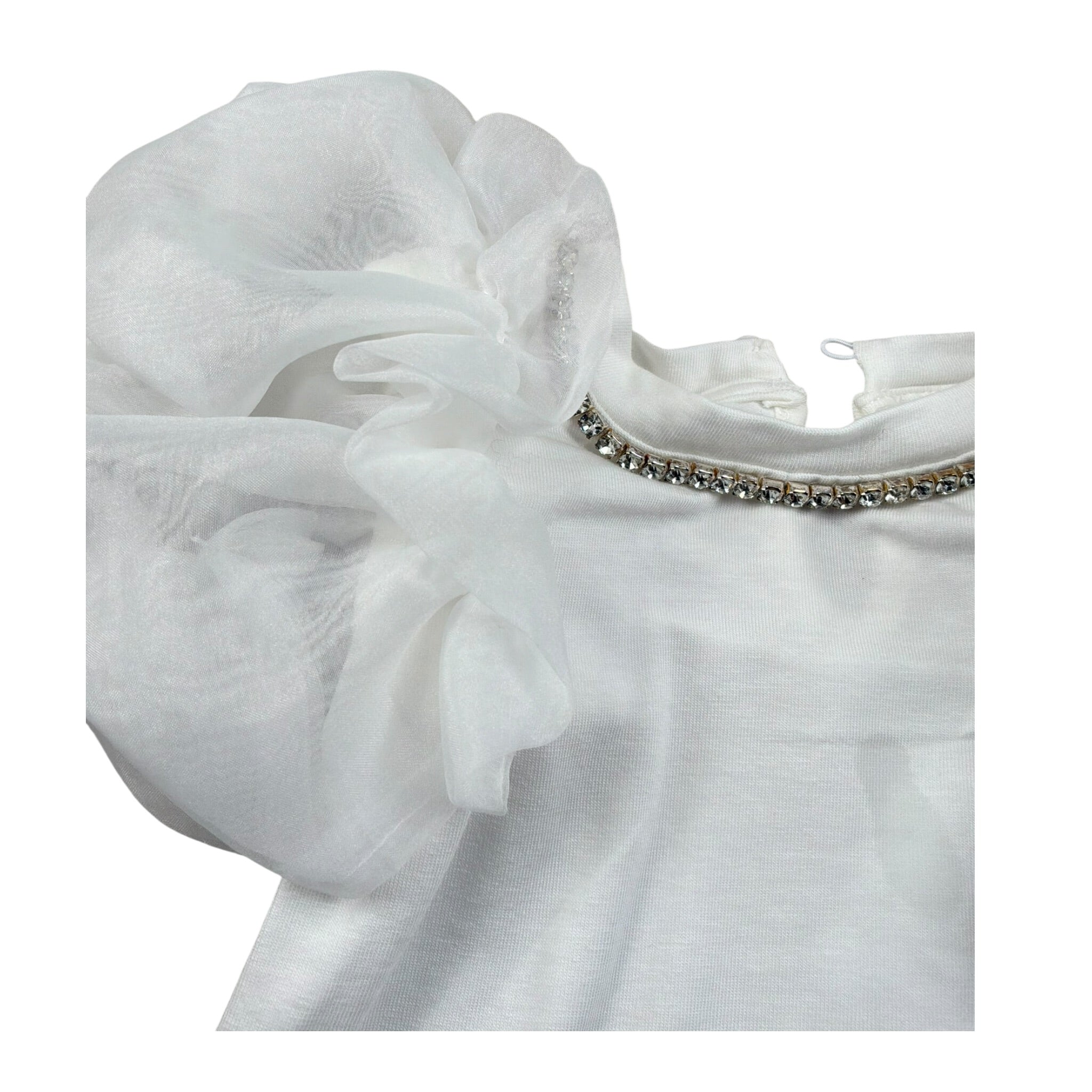 Miss Grant T-Shrit Girocollo Tinta Unita con Applicazioni per Neonata MG1244 BIANCO MISS GRANT 